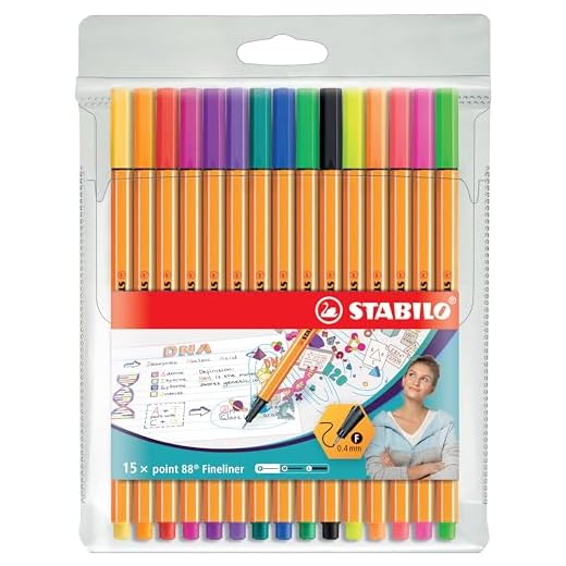 Rotulador stabilo punta de fibra point 88 estuche de 15 unidades colores surtidos + 5 colores neon