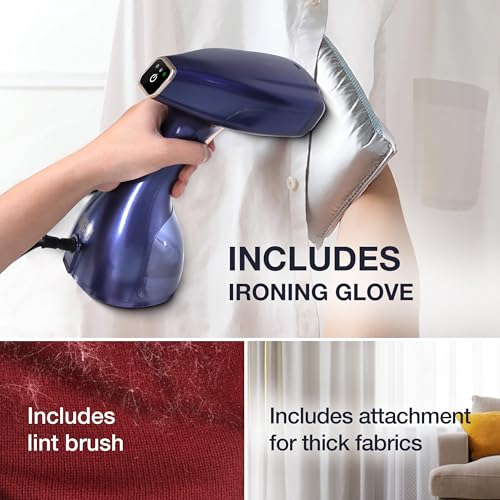 LEBENLANG Handheld Clothes Steamer Iron - 1500W & 300ml I Incl. 2 Attachments & Ironing glove I Portable for Shirt Curtain Suit I Vertical Garment Steamer Clothing steam Hand Held Steamers for clothes - Image 4