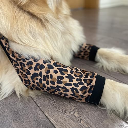 Image of HDKUW Dog Elbow Protector, Dog Front Leg Recovery Sleeve for Prevent Licking Wound, Elbow Sleeves with Mesh Pad for Medium Large Dogs