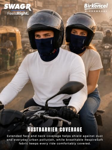 Image of SWAGR 3 Pack Micromodal Bandanas for Men & Women | Sun & Pollution Protection Face Mask for Bikers | RespireSoft Fabric with QuadStretch Technology | GlideFit Easy-to-Wear Design | SOXCO Style SP99