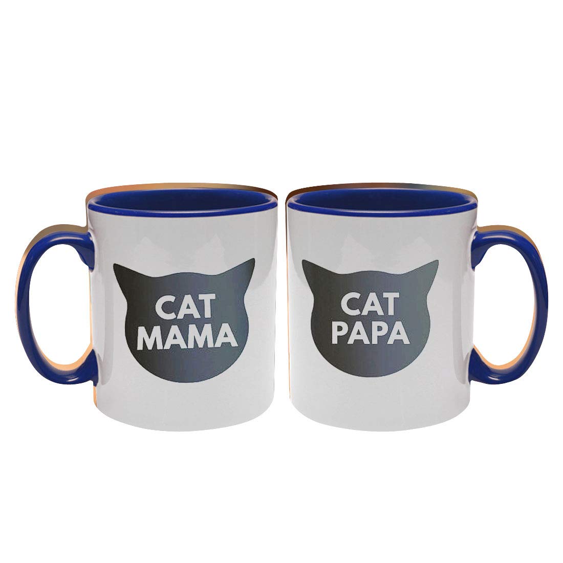 Khakee Printed Cat Mama Papa Theme Ceramic Coffee Mug (325 ml)(Pack of 2)
