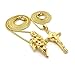 Gold Tone Micro Angel, Jesus Cross Pendant 24