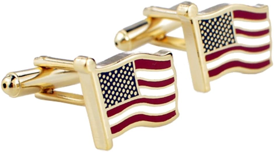 A PAIR OF RARE AMERICAN USA FLAG COLLECTIBLE GOLD PLATED MEN SHIRT SLEEVE CUFFLINKS NEW IN A GIFT BOX: U.S. SELLER & SHIPPED FROM USA