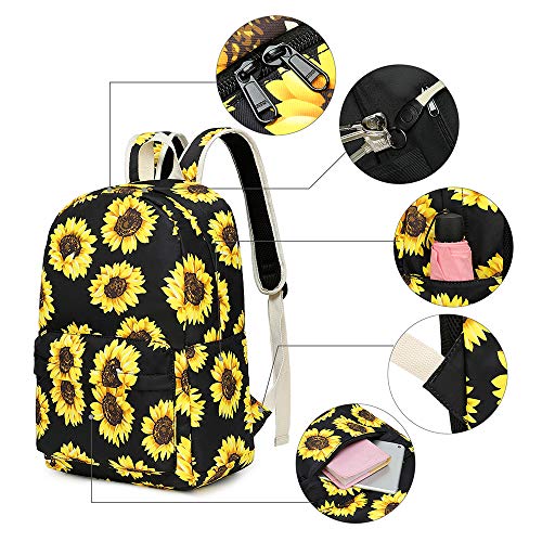 Bluboon Girls School Backpack Bags Teens Bookbag With Lunch Box And Pencil Case Cute (Sunflower-E0057) #TOP7