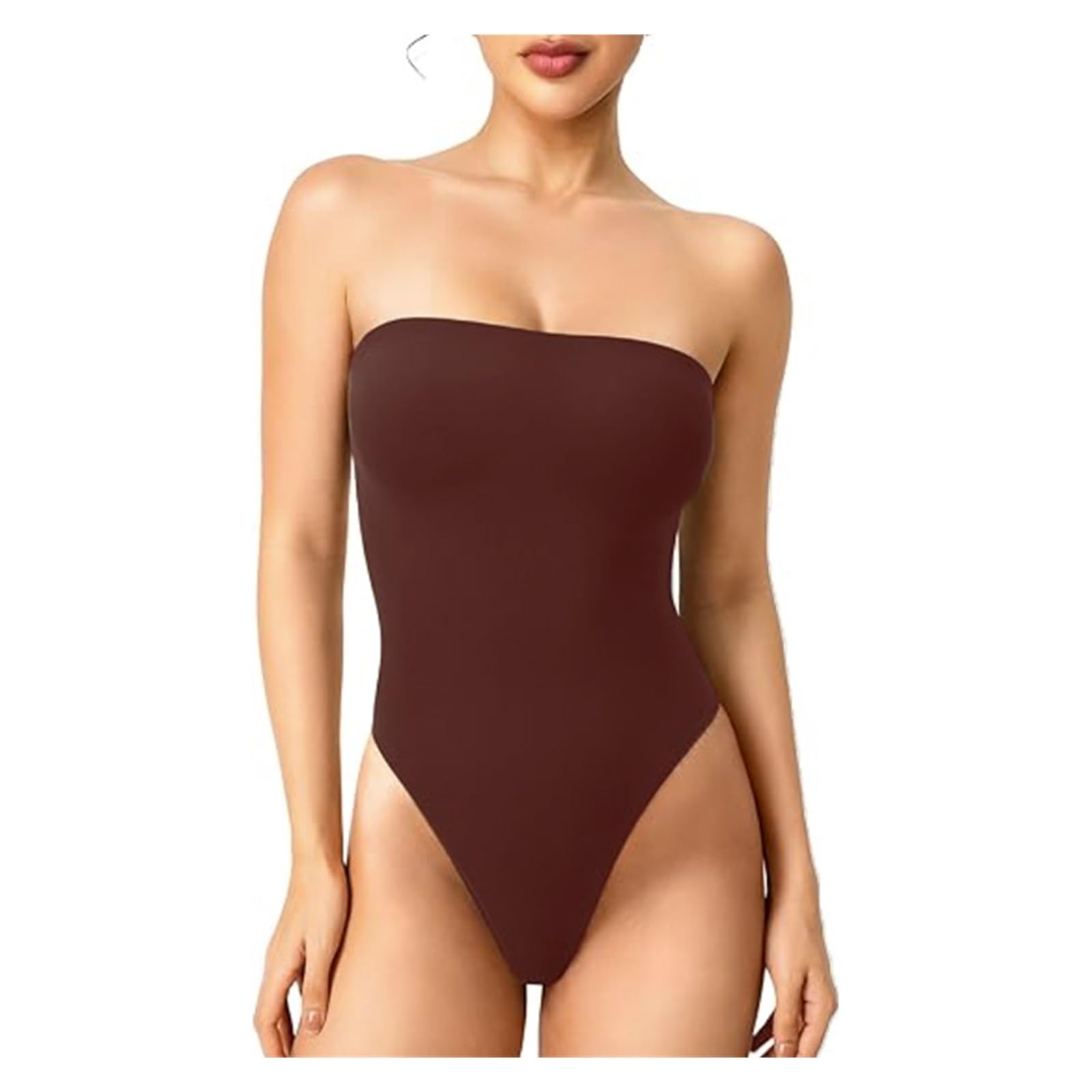Faja moldeadora de cuerpo elástica sin tirantes, traje sin costuras con Control de barriga, Tanga con hombros descubiertos, corte ajustado for mujer