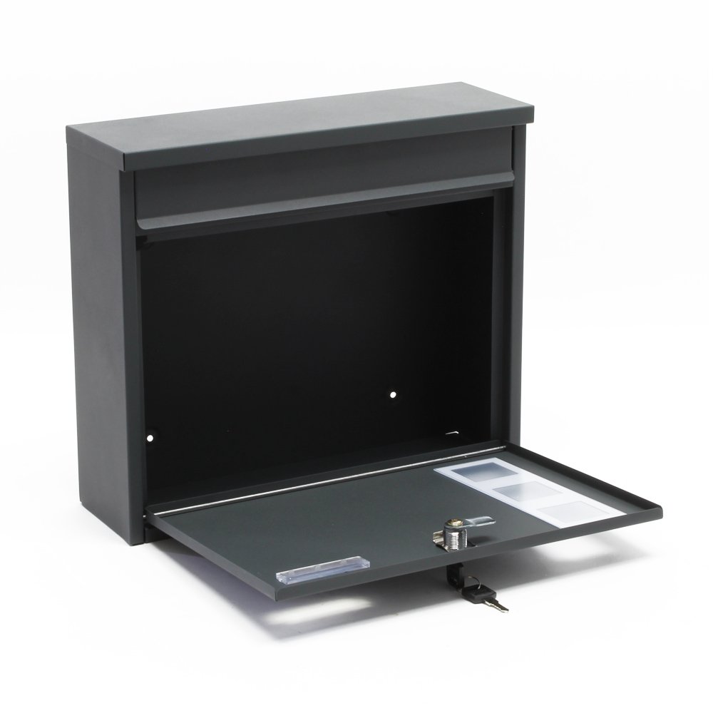 Wiltec Set Cassetta postale singola autoportante V12 antracite, con telaio di supporto