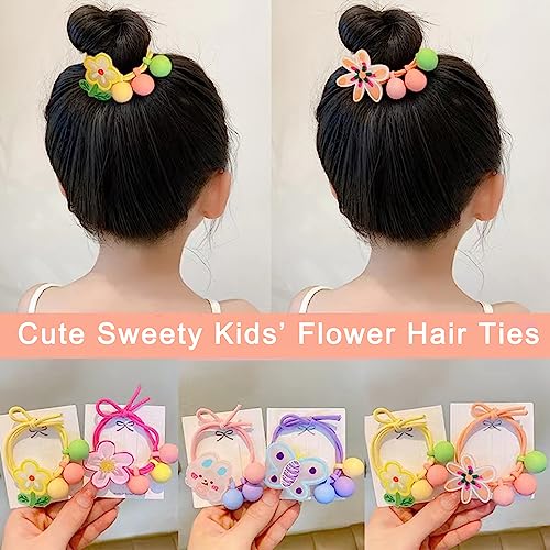 Jiuzh Candy Color Round Ball Hair Ties Ring For Little Girls Hair Accessory Flower Hair Ornament Butterfly Hair Rope Elastic Soft Rubber Hair Band Ties For Little Girls Toddlers Babies Teens #TOP5