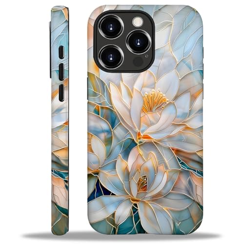 TAMEFOX Case for iPhone 16 Pro,Anti Drop Scratch Frosted Protective Cover Case for Women Girl-Glass Golden Flower - image 1
