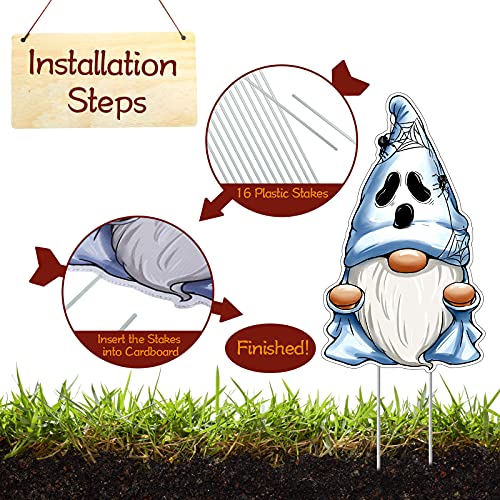 Blulu 8 Pieces Halloween Yard Sign Gnomes Yard Sign Outdoor Decorative Yard Sign Corrugate Halloween Yard Stake Signs For Halloween Garden Yard Decoration #TOP4