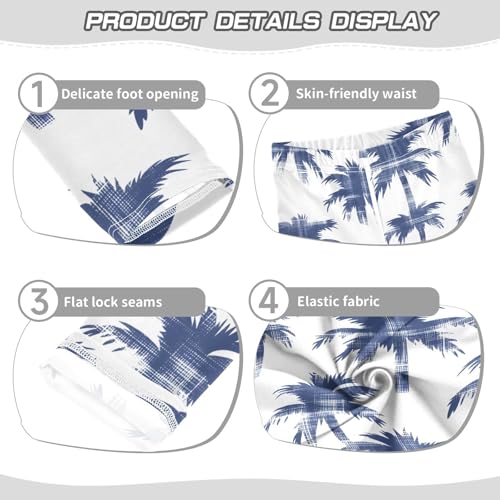 Blue Plaid Palm Tree Girls Leggings Soft Stretch Workout Yoga Dance Pants for Kids Casual Tights3