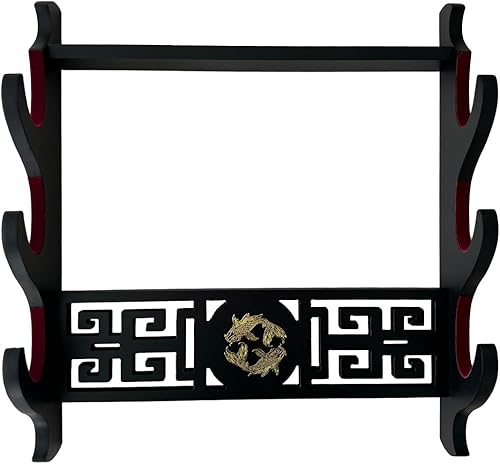Miniatura 10 de Katana - Soporte de pared para espada de terciopelo de 1 nivel, patrones de peces dorados, soporte acolchado de espada samurái, soporte de espada