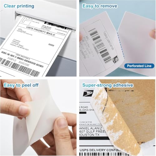Image of 9527 Product 4x6 Blank Direct Thermal Shipping Labels for Zebra 2844 Zp-450 Zp-500 Zp-505 Direct Thermal Labels Printers, Eltron Printer, 250 Labels per Roll,Total 6 Rolls 1500 Labels