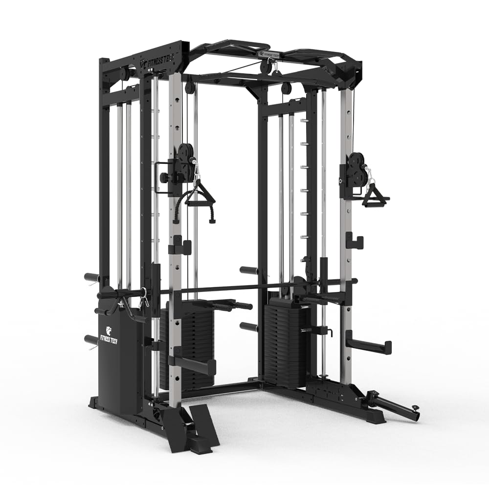 Smith Machine Modelo S 9000, Máquina de Musculación Completa, Entrenamiento de Todos los Grupos Musculares, Alta Resistencia, Gimnasio en Casa, 135x147x217 Cm