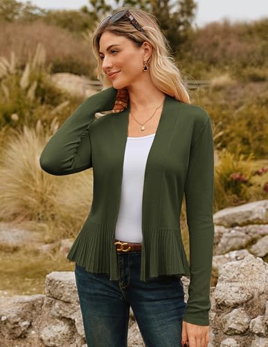 Image of GRACE KARIN Women's Lightweight Peplum Cardigan Sweaters Open Front Cropped Cardigan Long Sleeve Trendy Summer Knit Tops