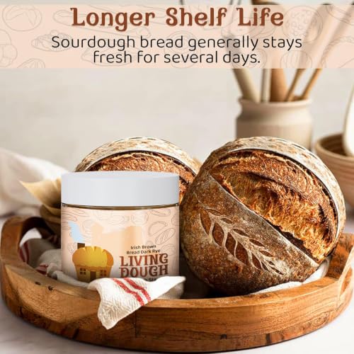 Image of Living Dough - Irish Brown Bread Dark Rye Sourdough Starter Culture - Active & Live Organic Sourdough Starter for Baking - For Artisan Bread, Pizza Dough, Waffles & More