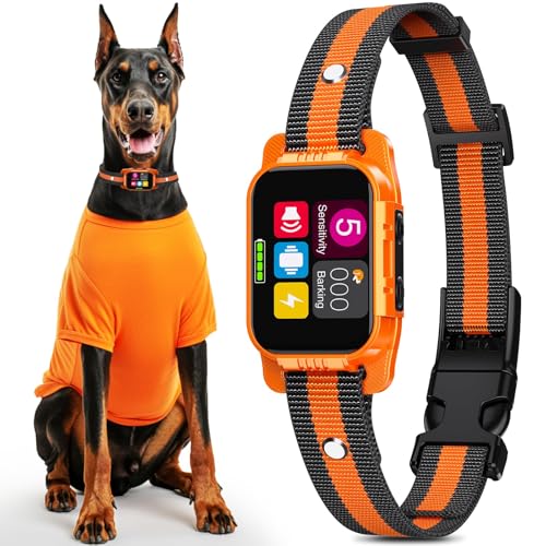 Image of Smart Dog Bark Collar - Anti Barking Collar for Large and Medium Dogs, Stop Excessive Barking & Aggression Behavior, with 5 Modes & 5 Sensitivity, IP67 Waterproof for Indoor /Outdoor Use, Orange