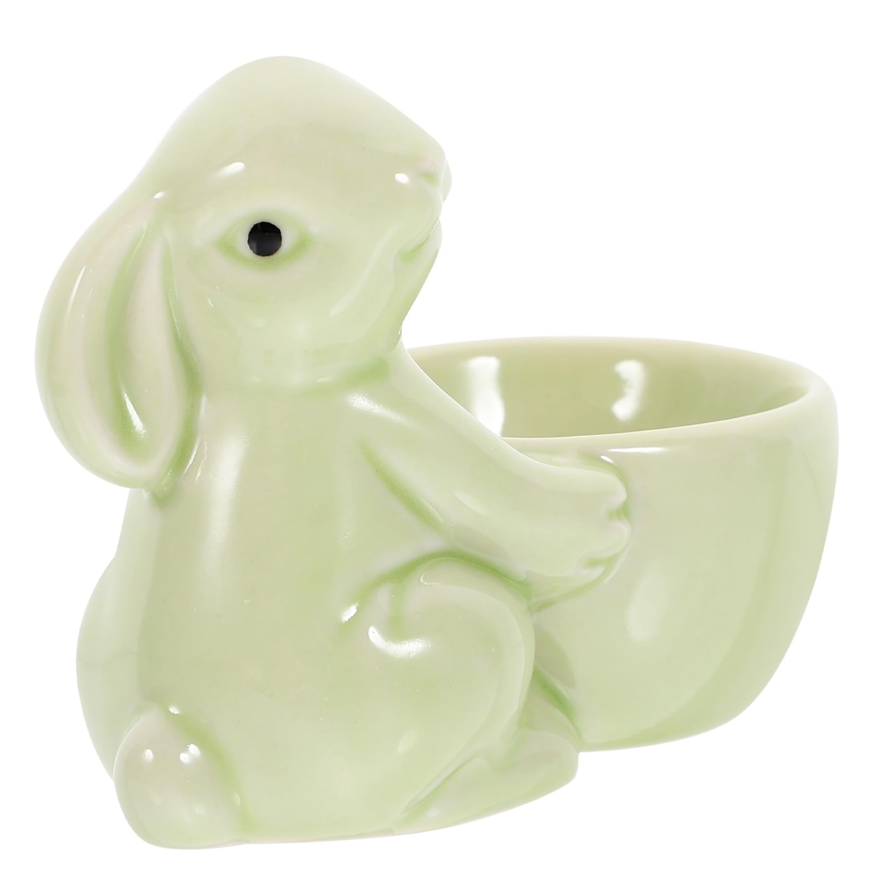 SOLUSTRE Ceramic Rabbit Egg Holder Adorable Cartoon Bunny Design Decorative Egg Storage Cup for Home Decor and present