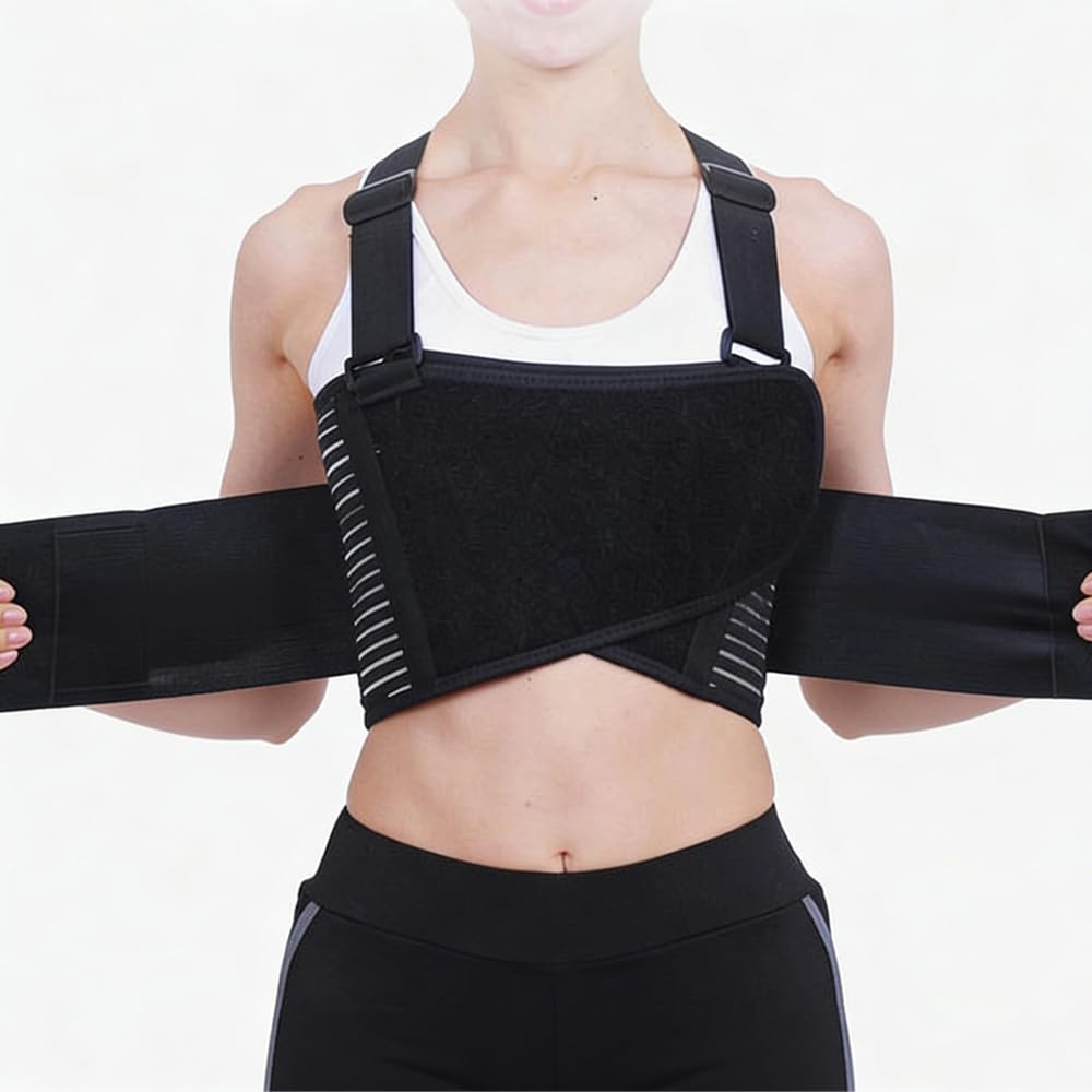Broken rib support, rib and chest support, rib belt for rib support, protection from dislocated ribs, sternum injuries and muscle soreness
