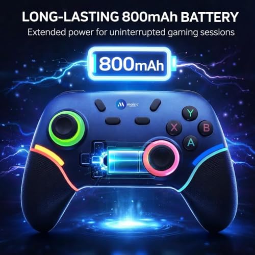 Image of GAMENOPHOBIA Play X9 Wireless Bluetooth Gaming Controller | Dual Vibration, 6-Axis Gyroscope, RGB LED Gamepad | 800mAh Rechargeable Battery | Compatible with Android, iOS, Windows PC, PS3, PS4 & Switch