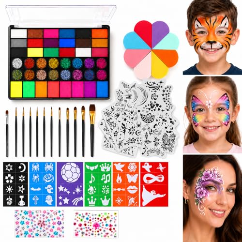 42-Color Face Paint Kit for Adults