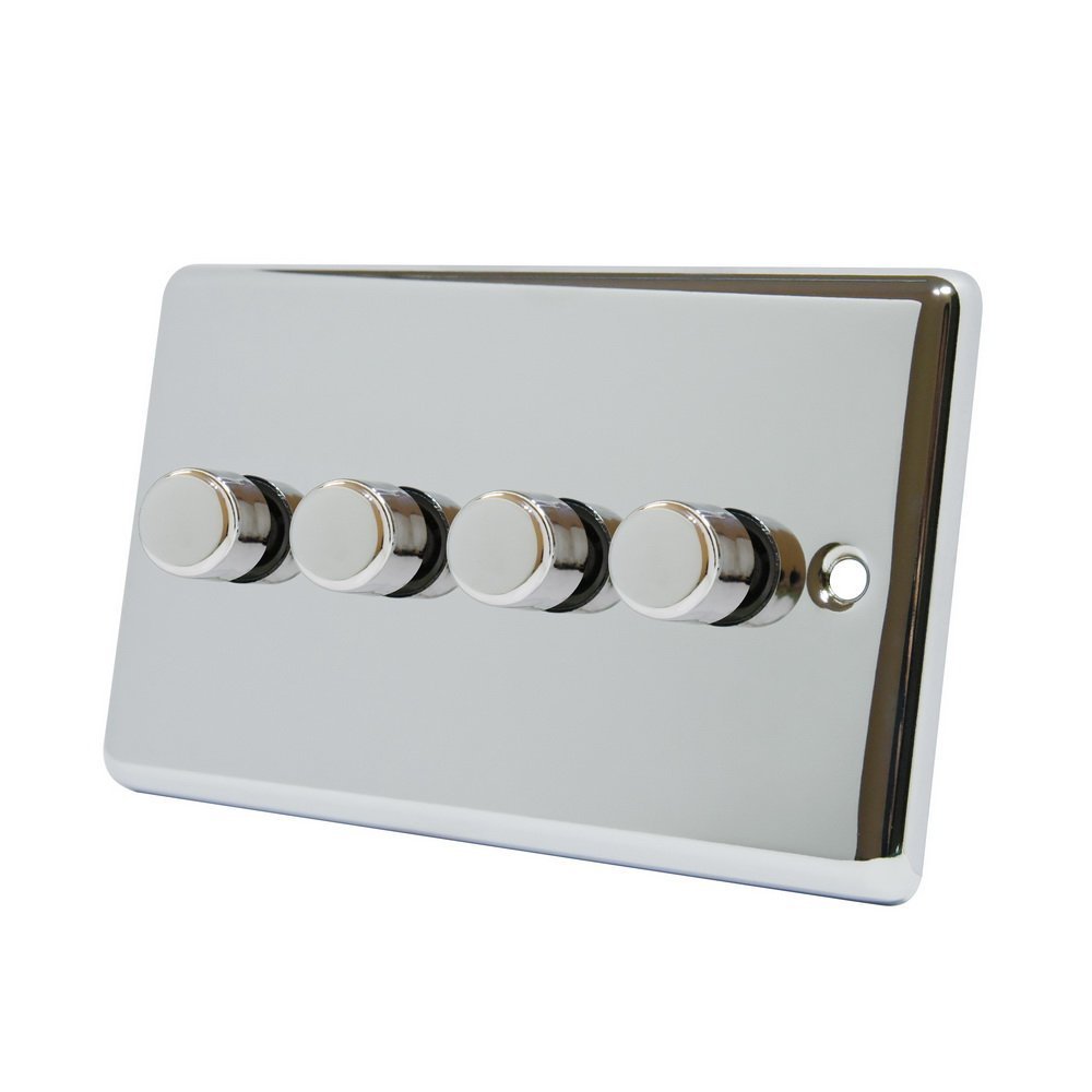 Aet Cpc4gdimled Polished Chrome Classical 250W-10 Amp 4 Gang 2 Way 250W Led Light Dimmer Switch 700461518846