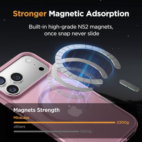 Image of Miracase Magnetic for iPhone 17 Pro Hard Shell Case 6.3 inch & Screen Protector, [Compatible with MagSafe] Military-Grade Protection, Anti-Fingerprint, Slim Thin Phone Case for 17 Pro Cover, Blackcurrant
