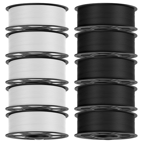 Image of TECBEARS Matte PLA Filament Rapid Printing, 10kg Bundle, Black and White
