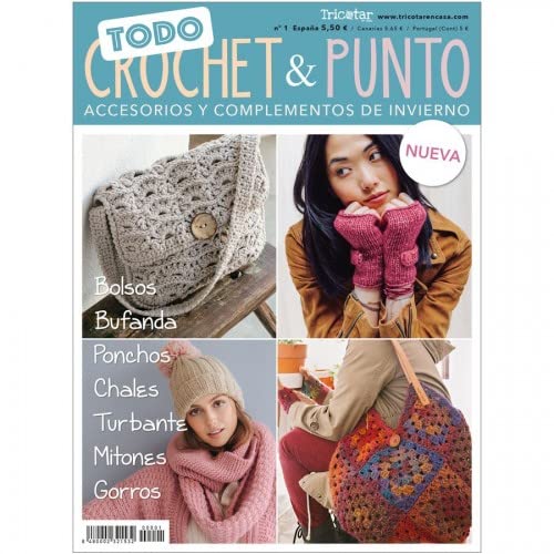 EL MERCADILLO EN CASA REVISTA TODO CROCHET Y PUNTO: Accesorios y Complementos de Invierno en Verde, One Size