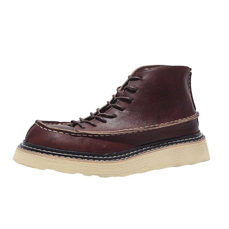 Men's Lace-up Stitching Design Leather Oxford Shoes Height-Enhancing Breathable Car Stitching Design Casual Versatile Suitable for Work and School