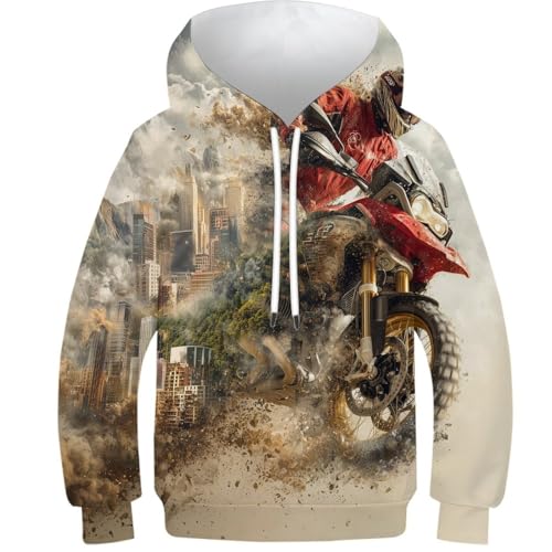Sweat à capuche Rider pour ados de 13 à 15 ans avec impression 3D et poches