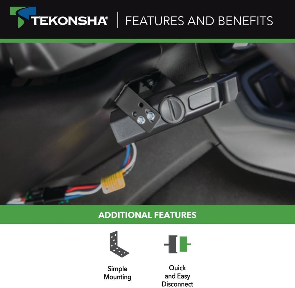 Tekonsha 9030C Voyager Proportional Brake Controller for Trailers with 1-4 Axles, Compatible with Ford, GM, Chevy, Dodge, RAM, Toyota, Jeep