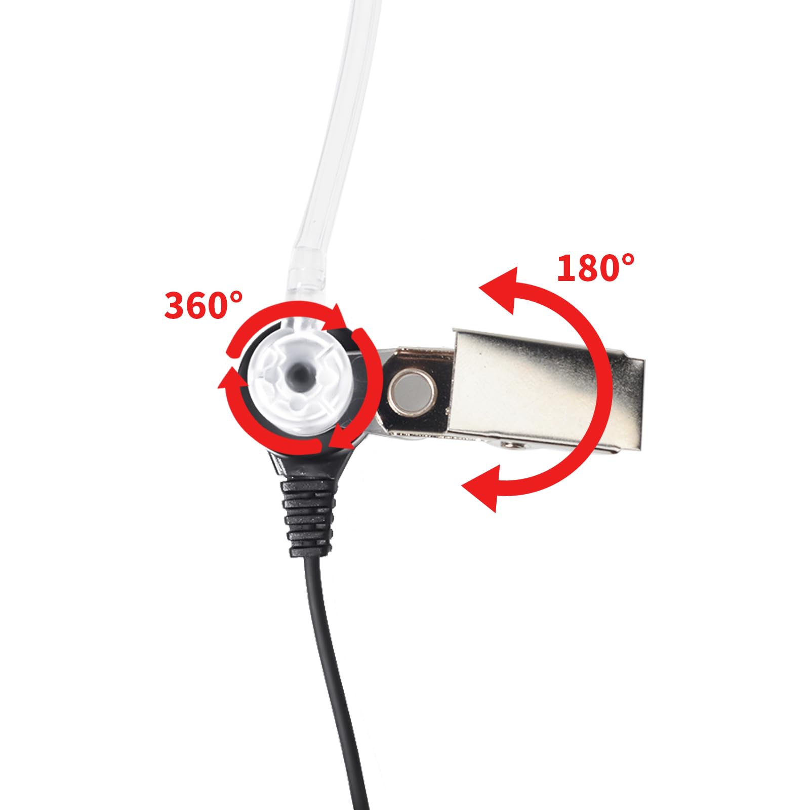 1 Pin 3.5mm Jack Auricolare 180° Ricezione congiunta Solo Walkie Talkie Auricolare Compatibile con Motorola Sepura Rexon Wouxun Baofeng Quansheng radio portatili (Tubo trasparente, 5)