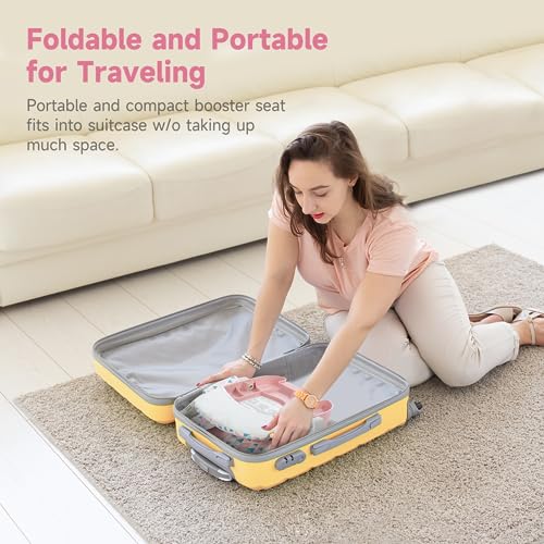 Image of YOLEO Baby High Chair Booster Seat for Dining Table, Foldable High Chairs with Adjustable Heights, Travel Booster Seat with Removable Tray