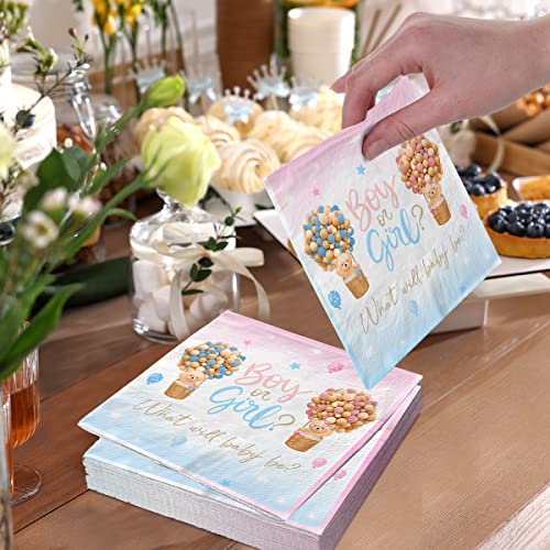 Gender Reveal Napkins Decoration,40pcs Bear Gender Reveal Boy or Girl Napkins Pink and Blue Gender Reveal Decoration for Baby Shower Party Dinner Supplies