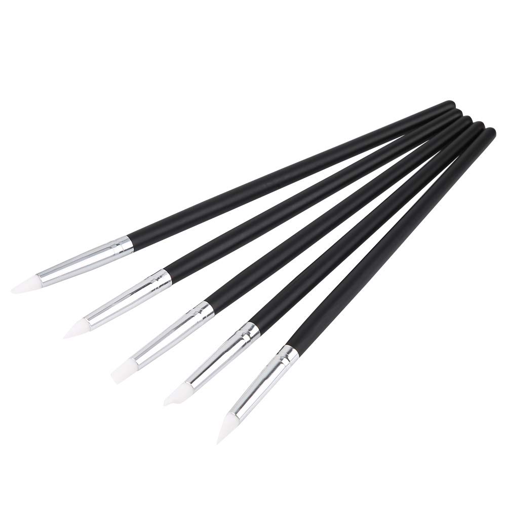 5 PCS Nail Art Sculpture Pen, Silicone Brushes 3D Effect Nail Dotting Tool Painting Drawing Tool Nail Art Brush For DIY Art Craft