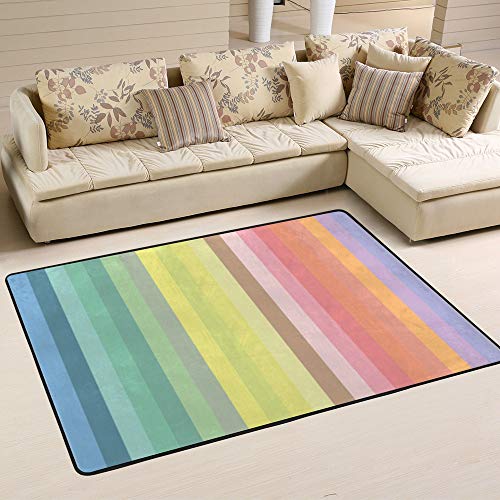Tapis multicolore arc-en-ciel grand tapis de salon 80x58 inch velours corail