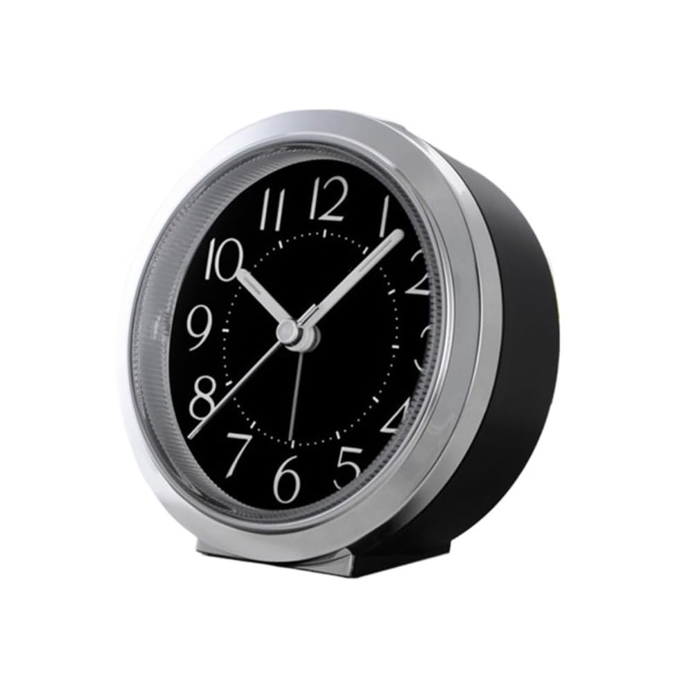 NIUHUAHUI Alarm Clock, Alarm clock desktop seat glow-in-the-dark mute bedroom alarm student use wake up gods(Silver/black)
