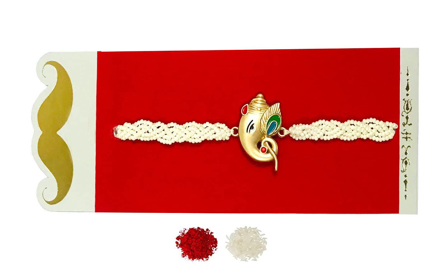 Evisha Rose Gold Ganesha With Pearl Band Rakhi For Brother | Rakhi Combo-215 | rakhi || rakhi set || rakhi for brother || rakhi for brother and bhabhi || rakhi combo || bhaiya bhabhi rakhi || rakhi gifts (B0983GFDL2) Amazon Price History, Amazon Price Tracker