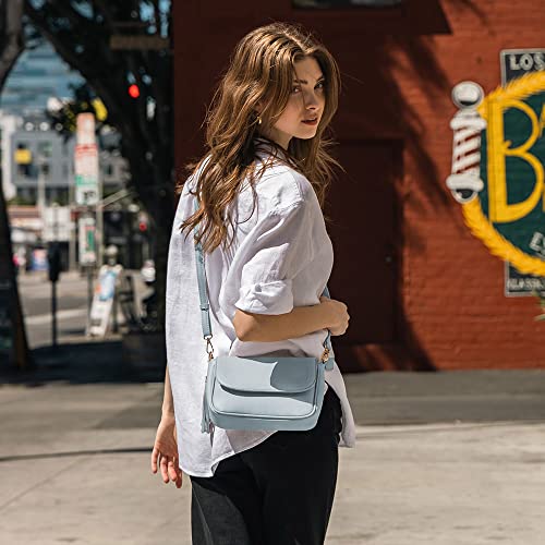 Image of EVVE Small Crossbody Bags for Women Trendy Flap Saddle Purses with Tassel Vegan leather Shoulder bag