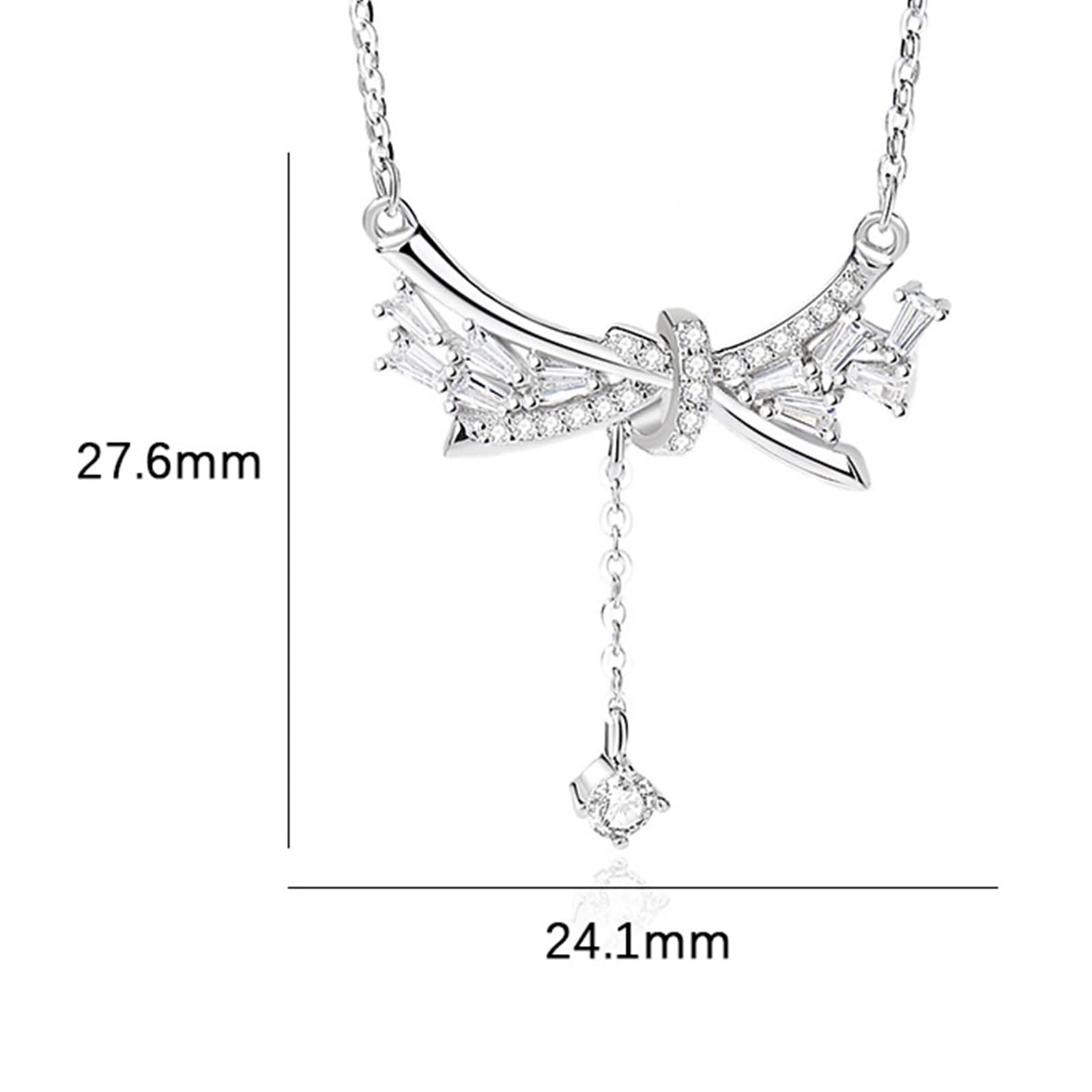 Catenina Collana per Ciondolo Oro Bianco 9K/14K/18K Donna, Fiocco con Moissanite, Catenella Collana Argento