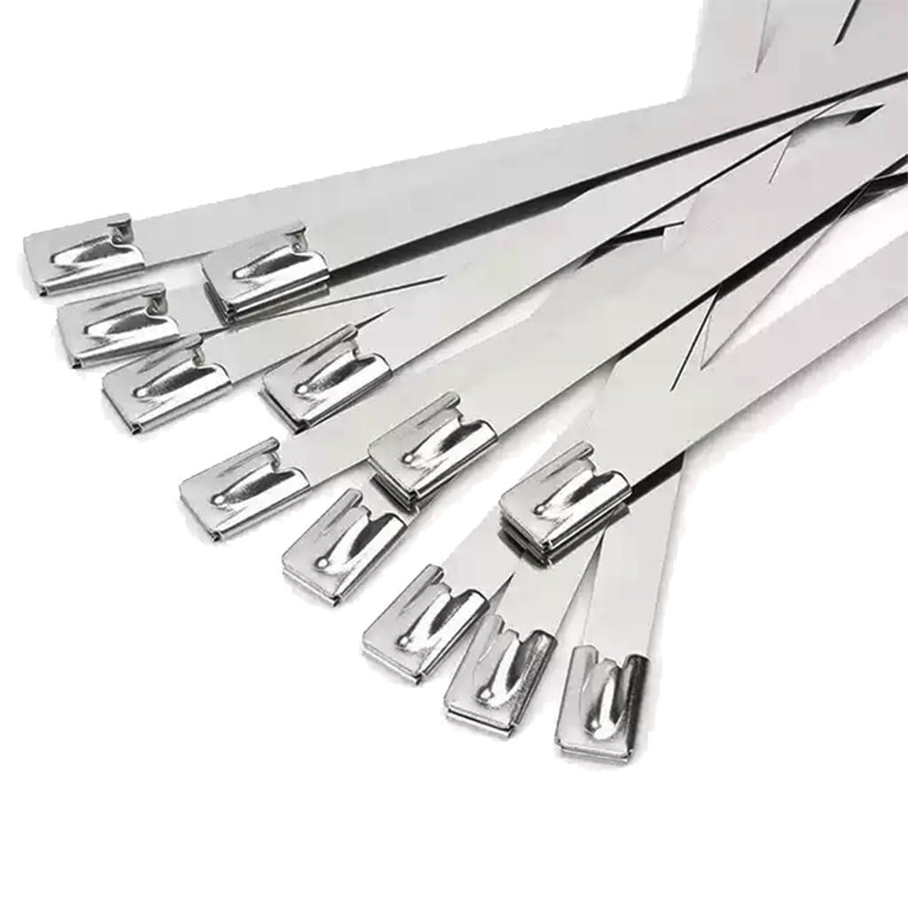 Metalowe opaski zaciskowe, opaski kablowe, 100 szt. 7,9 mm ze stali nierdzewnej, samoblokujące metalowe opaski zaciskowe, 20 cm-150 cm długości, wielofunkcyjna opaska zaciskowa z blokadą(1300mm)