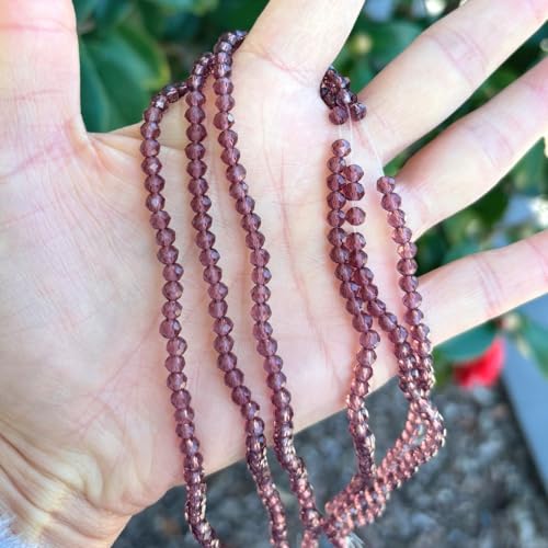 Image of 1000pcs Czech Faceted Rondelle Crystal Glass Beads 4mm Small Tiny Bulk Burgundy Red