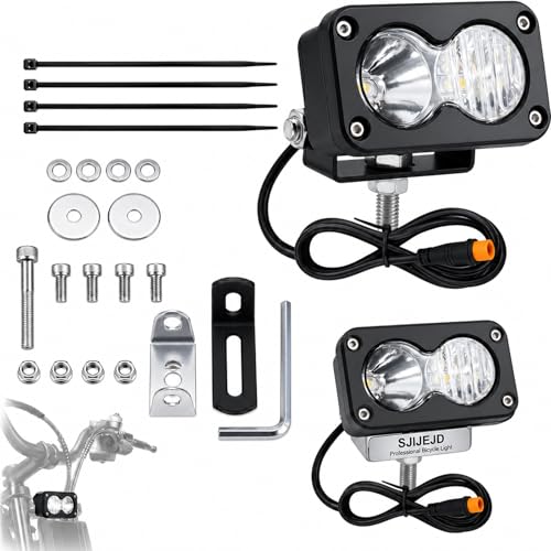 Baja Style Light Ebike Headlight for Ridstar Q20 Lite/Q20 Pro, 3-Pin IP68 Waterproof Off-Road Front Lamp 20W 6000-6500K High Beam for Connector 12V-60V Wide Voltage Compatible Lamp by SJIJEJD - Used condition - US$30.39