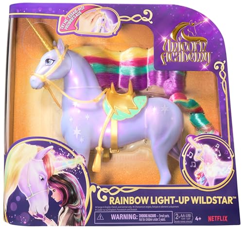 Unicorn Academy - L'Ecole des Licornes - Licorne Interactive Wildstar 28 Cm - Licorne Interactive Sons, Chansons & Lumières - Jouets Inspirés De La Série L'Ecole des Licornes - Jouet Enfant 4 Ans et +