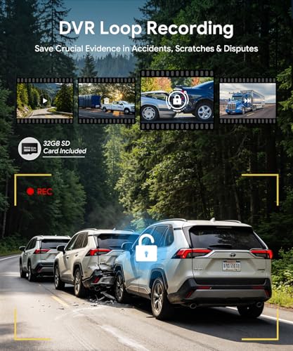 Image of RV Backup Camera System with Front & Rear View Camera, 7'' Split Screen for RV Truck Trailer Camper, 1080P HD DVR Loop Recording, Plug & Play, Night Vision, IP69 Waterproof, Wide Angle, 32GB SD Card
