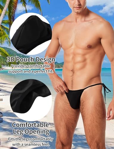 Men's String Tie Side Briefs Adjustable Silk Bulge Pouch Bikini Briefs Underwear4