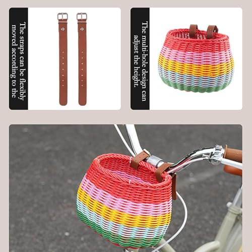 Cesta para bicicleta infantil desmontable y tejida a mano 7