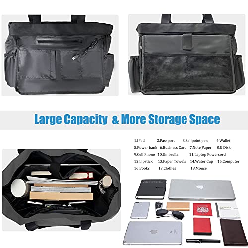 Tote Bag for Women Large Work Bags Laptop 15.6-17 Inch Handbag Purse Book Bag with Zipper for Nurse Teacher School, Blackgrey3