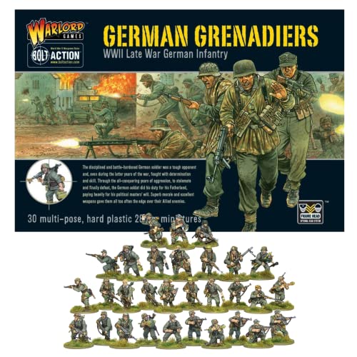 Wargames Delivered Bolt Action Miniatures - German Grenadiers Set, World War 2 Miniatures, 28mm Scale Plastic Army Men for Miniature Wargaming by Warlord Games