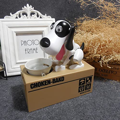 New 2021 Piggy Bank, My Dog Piggy Bank, Kids Steal Coins Bank Piggy Bank Money Box, Dog Shaking his Head and Tail Ears Spin ,Birthday Gift for Kids (White-1)